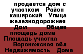 продается дом с участком › Район ­ каширский › Улица ­ железнодорожная › Дом ­ 110 › Общая площадь дома ­ 40 › Площадь участка ­ 1 600 - Воронежская обл. Недвижимость » Дома, коттеджи, дачи продажа   